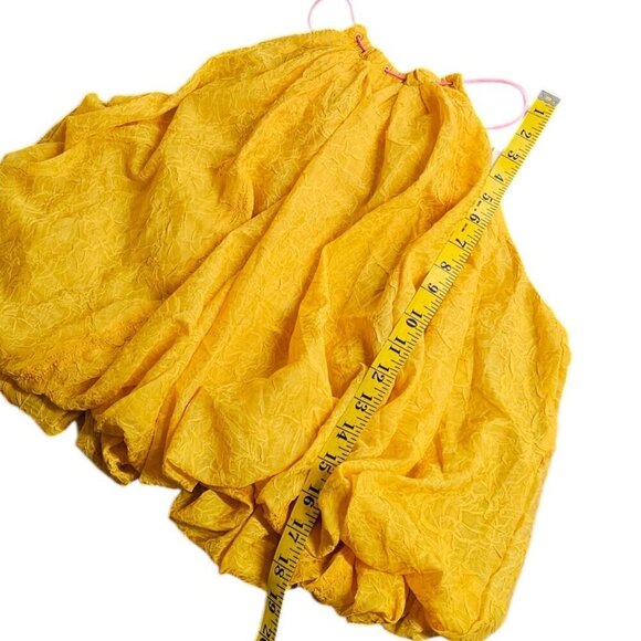 Anthropologie Halter Parachute Bubble-Hem Tank Blouse Toggle Back Yellow XS, NWT - Picture 6 of 10